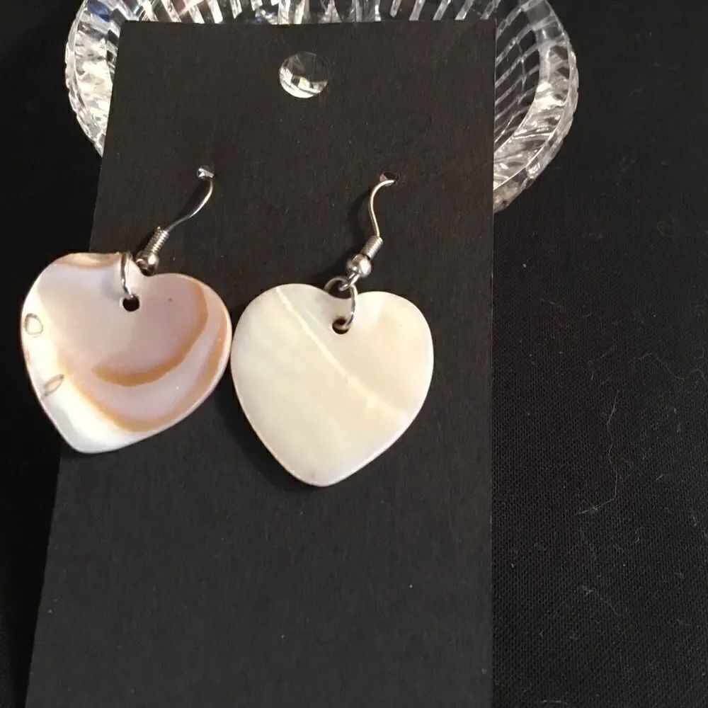 Silvertone Shell Pierced Earrings - Picture 3 of 3